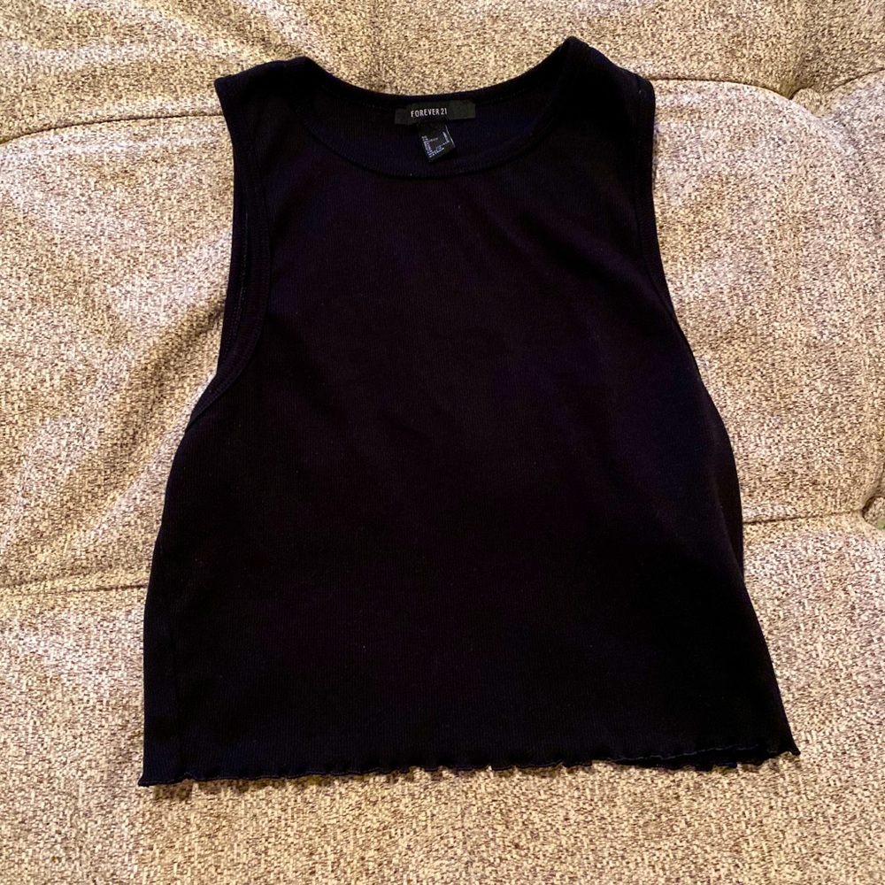F21 black ribbed-knit crop top